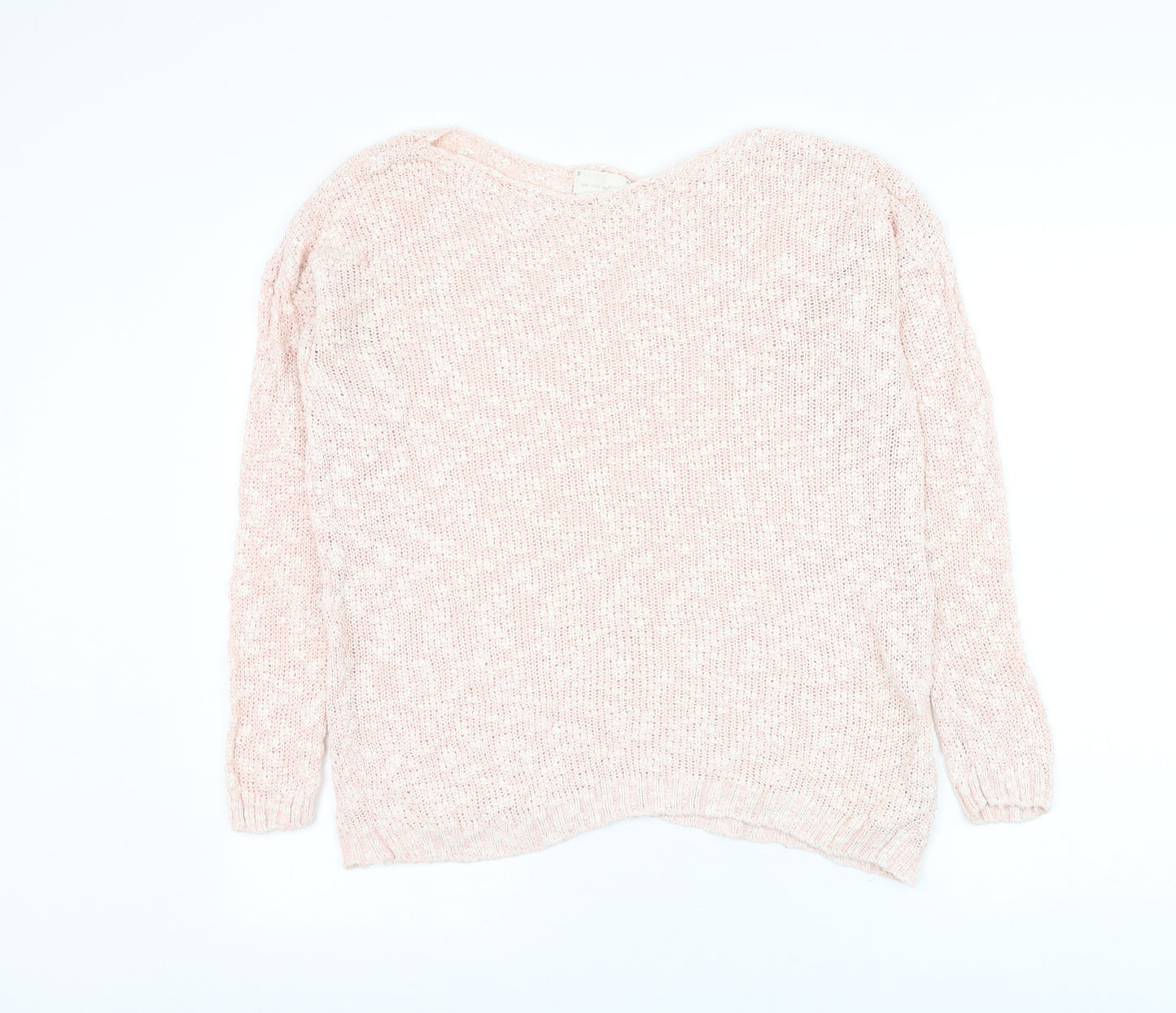 New Look Womens Pink Round Neck Cotton Pullover Jumper Size S