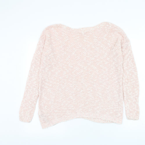 New Look Womens Pink Round Neck Cotton Pullover Jumper Size S