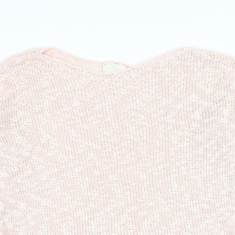 New Look Womens Pink Round Neck Cotton Pullover Jumper Size S