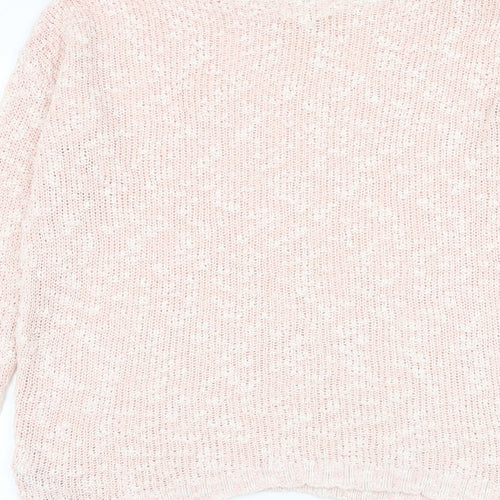 New Look Womens Pink Round Neck Cotton Pullover Jumper Size S