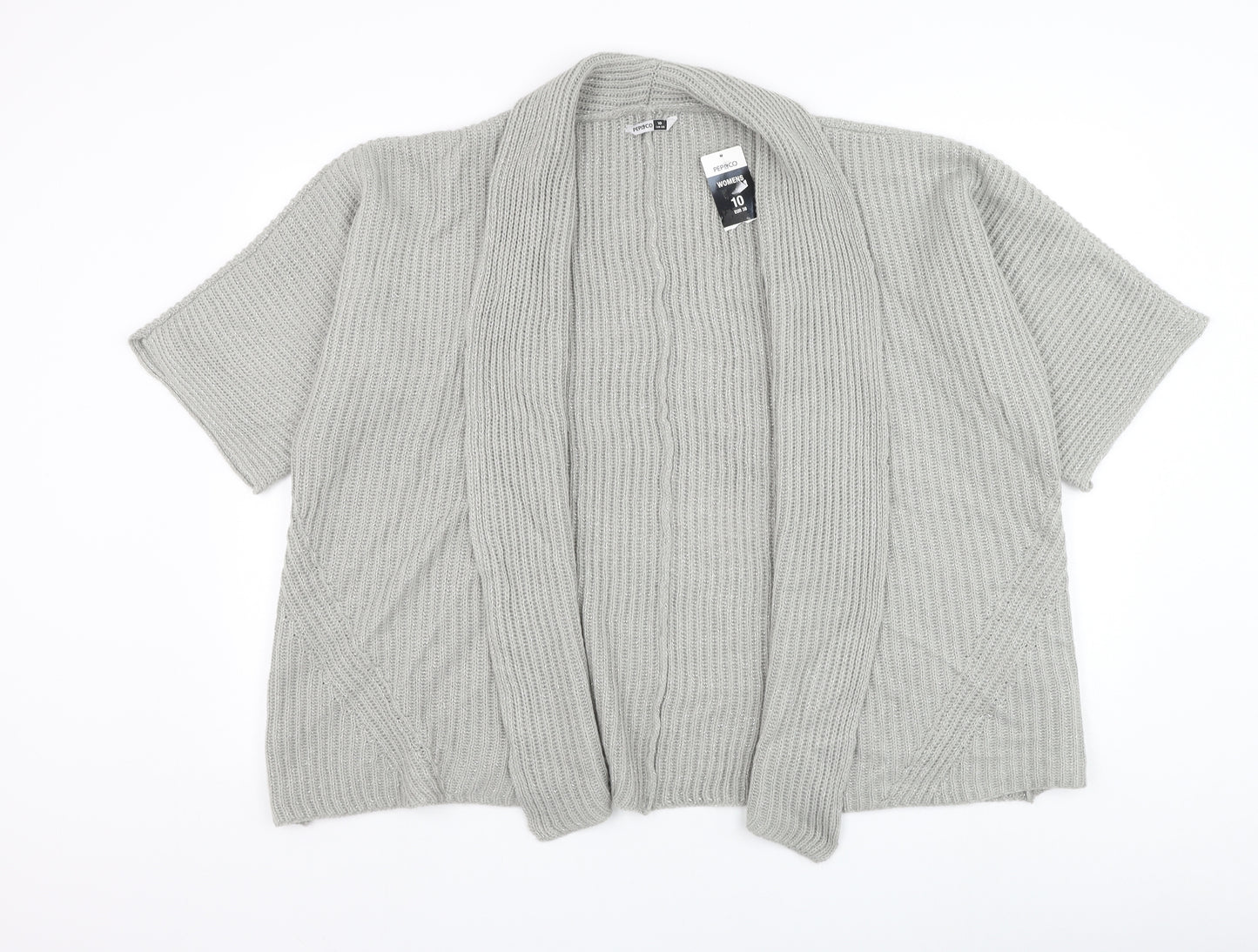 Pep&co Womens Grey V-Neck Acrylic Cardigan Jumper Size 10