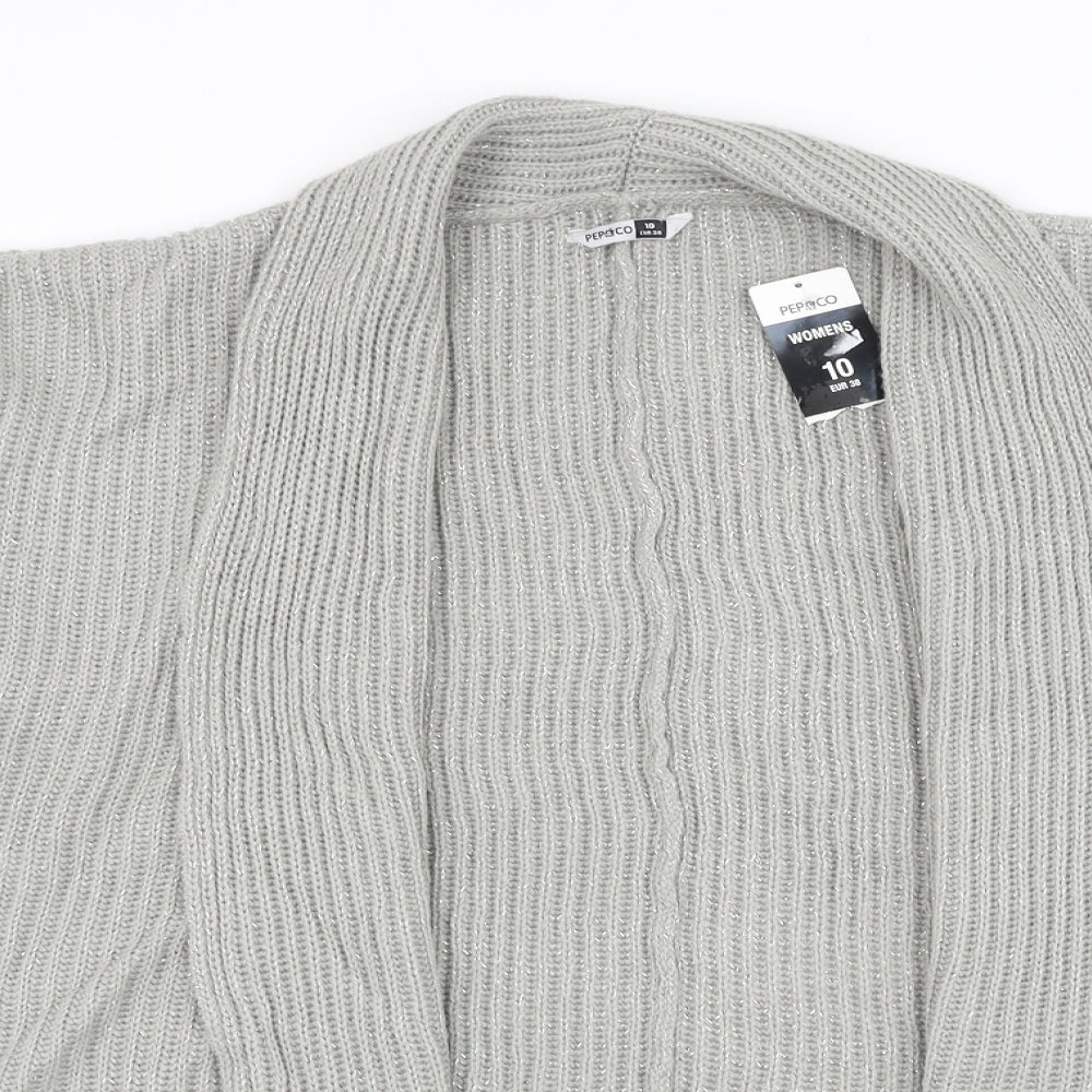 Pep&co Womens Grey V-Neck Acrylic Cardigan Jumper Size 10