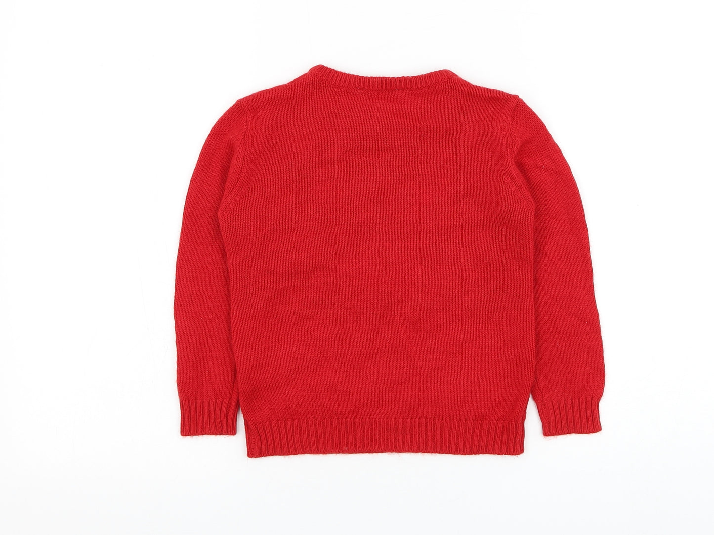 Peacocks Boys Red Round Neck Acrylic Pullover Jumper Size 6-7 Years Pullover - Reindeer Christmas Jumper
