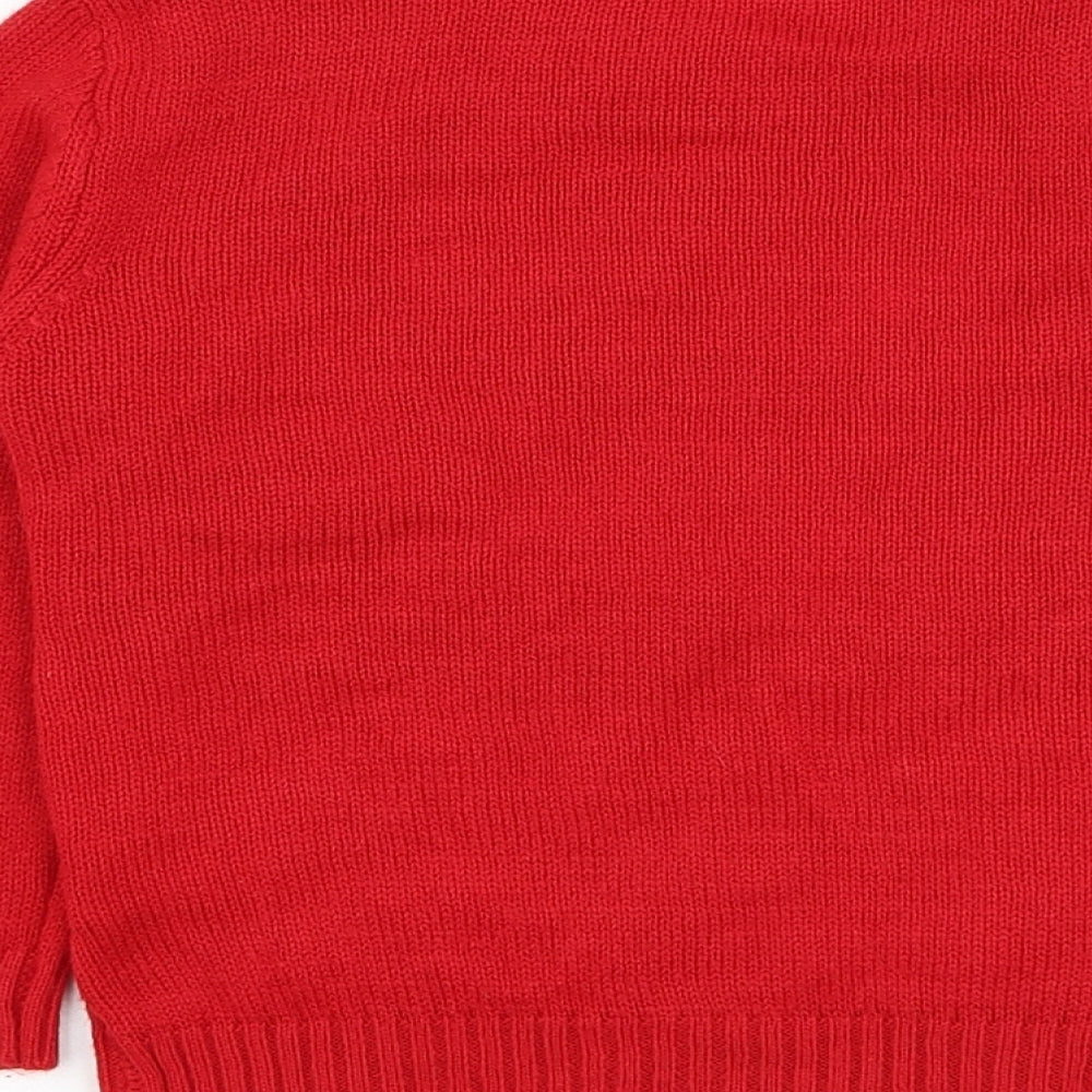 Peacocks Boys Red Round Neck Acrylic Pullover Jumper Size 6-7 Years Pullover - Reindeer Christmas Jumper