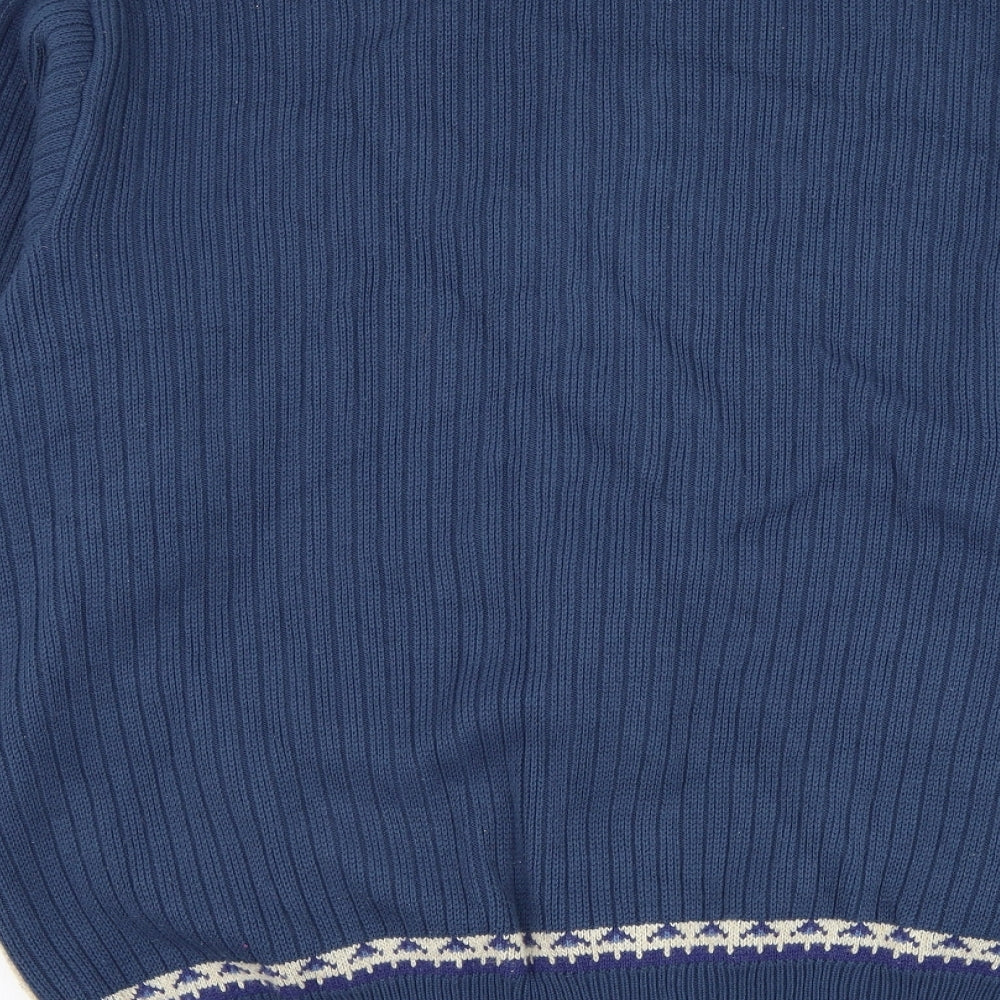Tootal Mens Blue Round Neck Acrylic Full Zip Jumper Size 3XL -