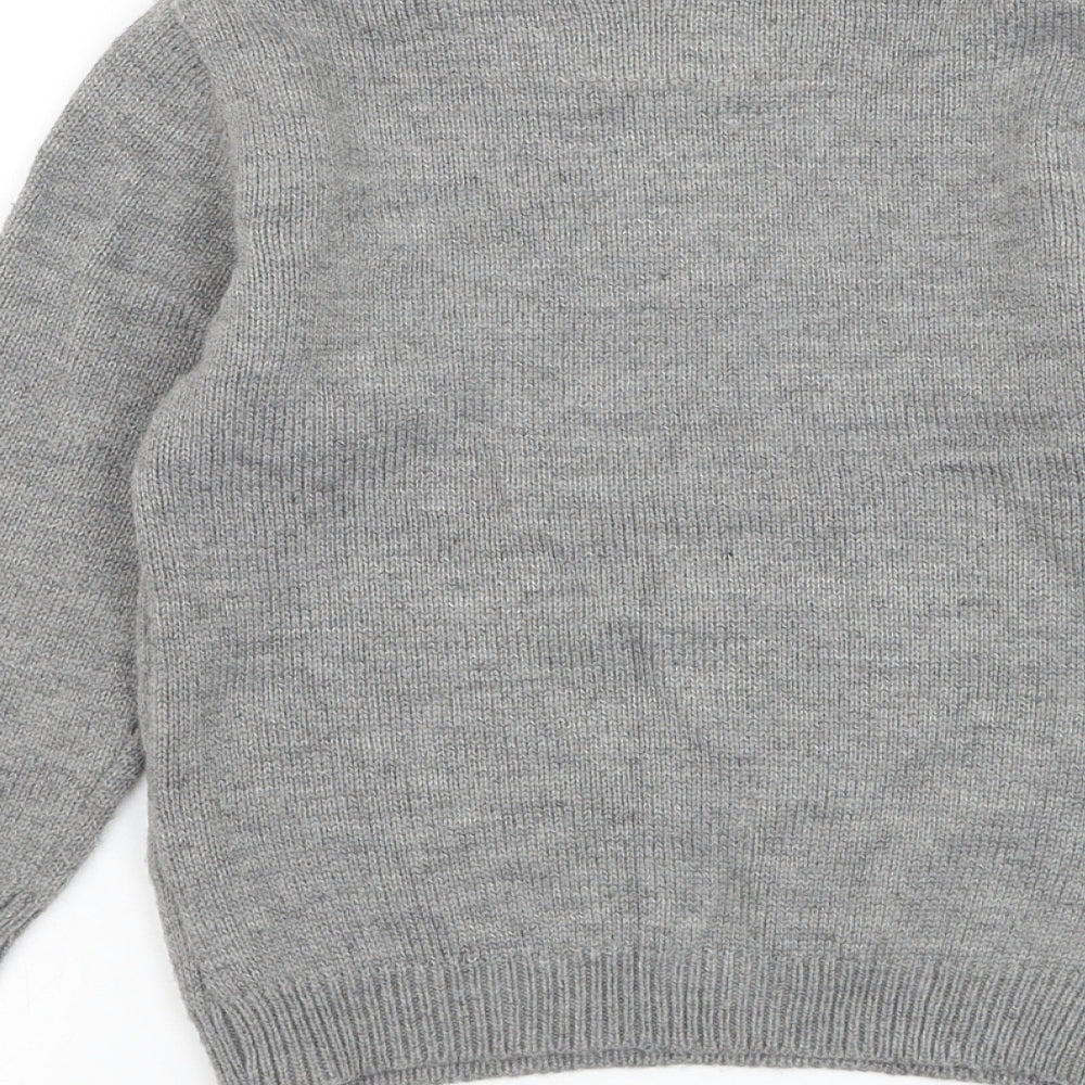 Primark Boys Grey Round Neck Acrylic Pullover Jumper Size 5-6 Years Pullover - Christmas Santa