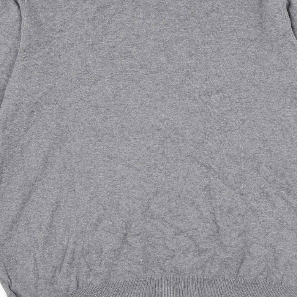 Lyle & Scott Mens Grey V-Neck Cotton Pullover Jumper Size XL