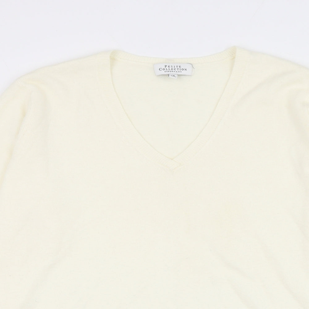 Debenhams Womens White V-Neck Acrylic Pullover Jumper Size 12