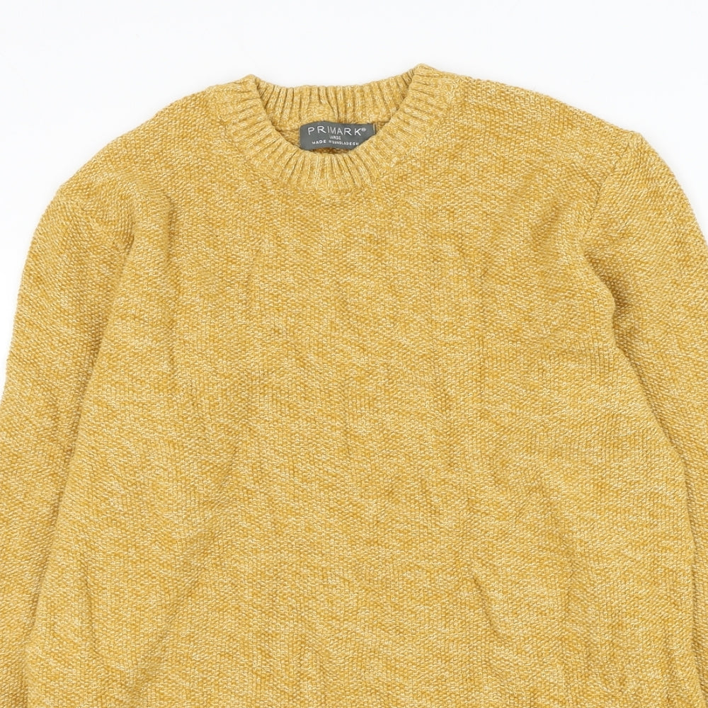 Primark Mens Yellow Round Neck Cotton Pullover Jumper Size L