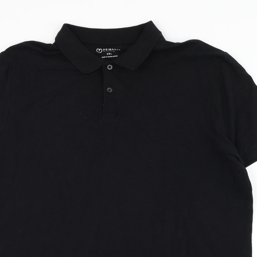 Primark Mens Black Polyester Polo Size 2XL Collared Pullover