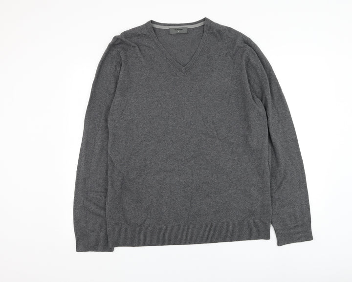 Burton Mens Grey V-Neck Cotton Pullover Jumper Size XL