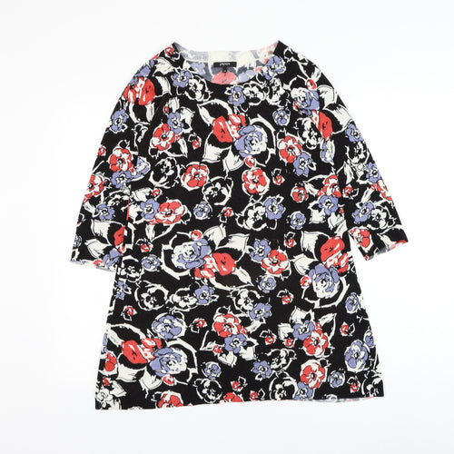 Papaya Womens Black Round Neck Floral Acrylic Pullover Jumper Size 12