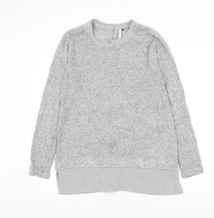 House of Fraser Womens Grey Round Neck Viscose Pullover Jumper Size 12