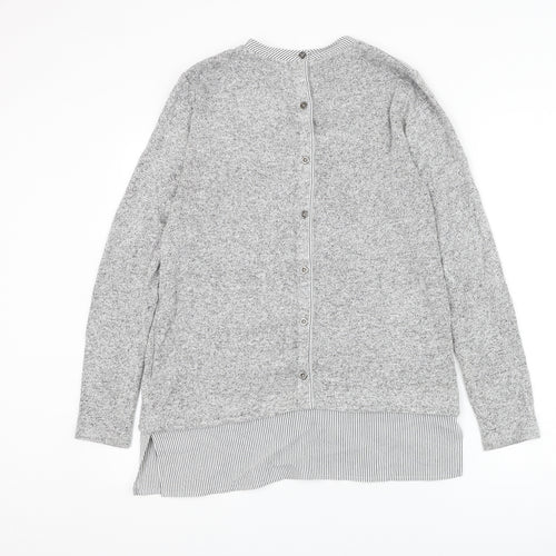 House of Fraser Womens Grey Round Neck Viscose Pullover Jumper Size 12