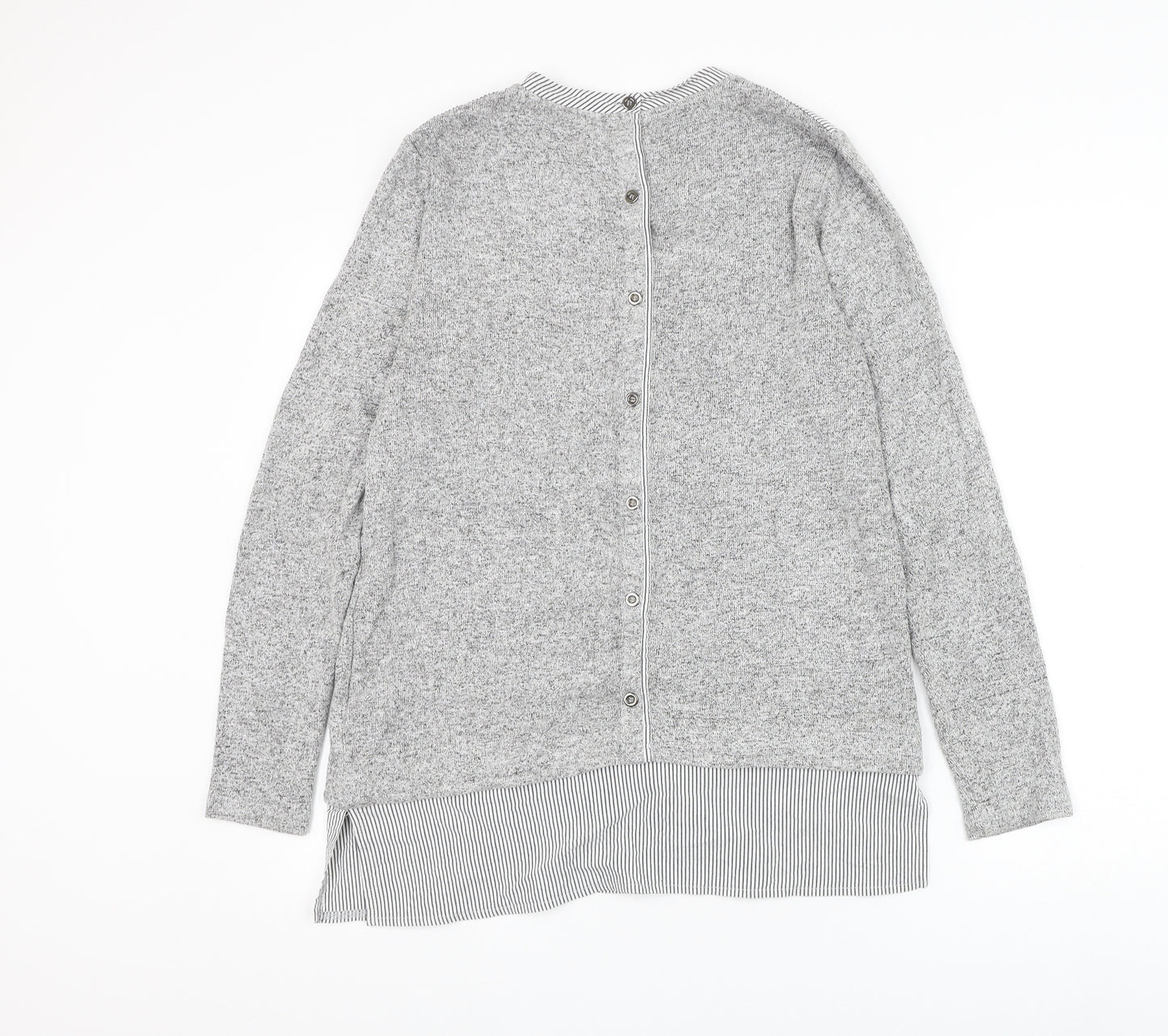 House of Fraser Womens Grey Round Neck Viscose Pullover Jumper Size 12