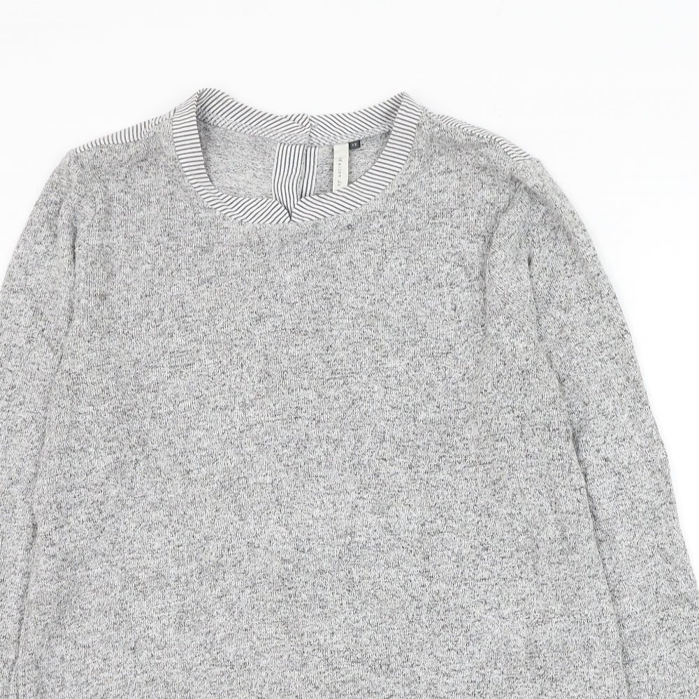 House of Fraser Womens Grey Round Neck Viscose Pullover Jumper Size 12