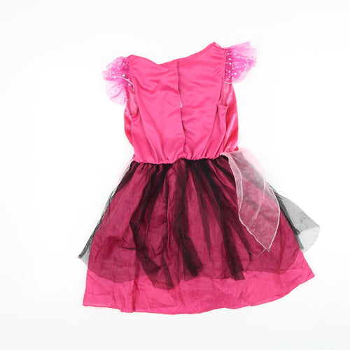 Preworn Girls Pink Polyester Tutu Dress Size 5-6 Years Round Neck Hook & Loop - Fairy Halloween Costume