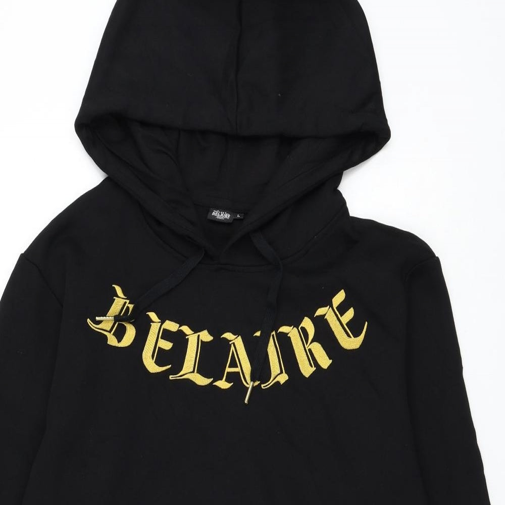 Belair Mens Black Cotton Pullover Hoodie Size L