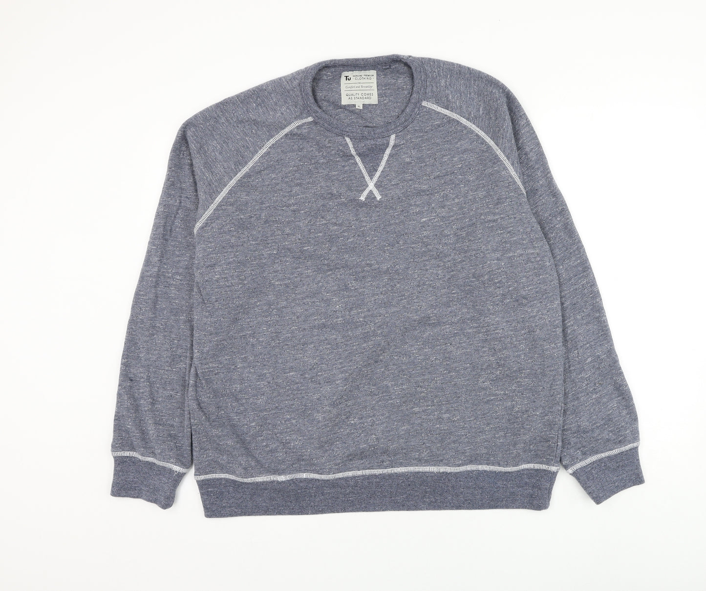 TU Mens Blue Cotton Pullover Sweatshirt Size XL