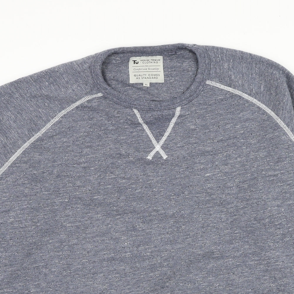 TU Mens Blue Cotton Pullover Sweatshirt Size XL