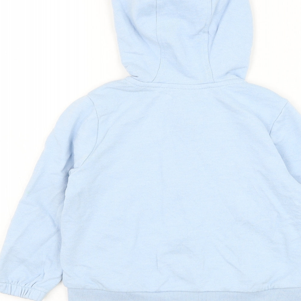 Marks and Spencer Girls Blue Cotton Full Zip Hoodie Size 2-3 Years Zip