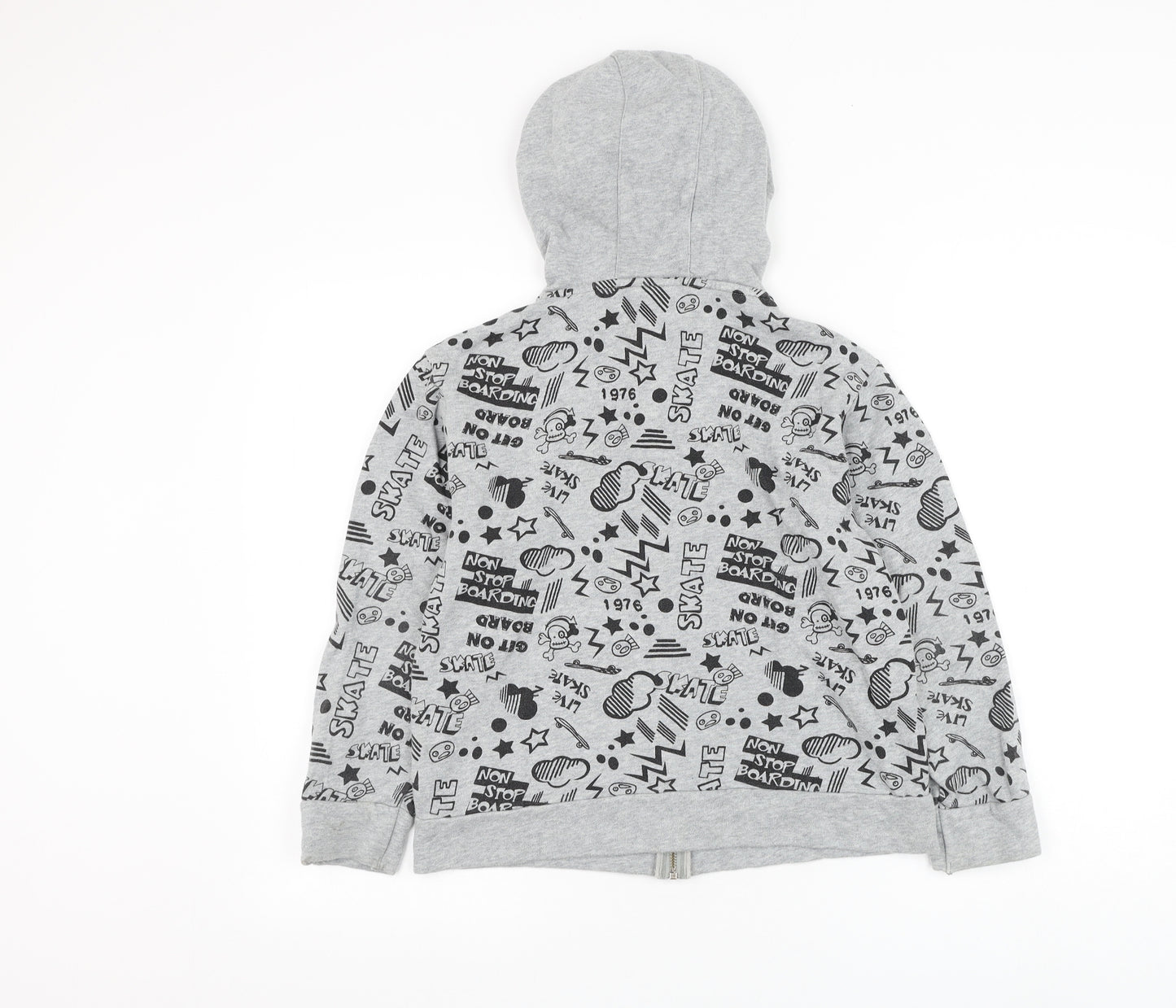 NEXT Boys Grey Geometric Cotton Full Zip Hoodie Size 10 Years Zip - Skate