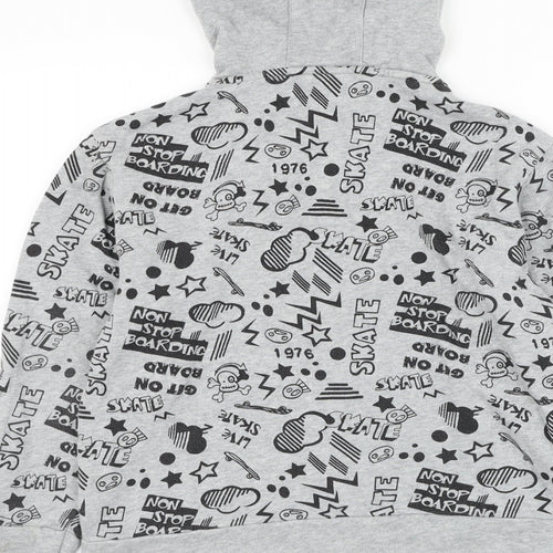 NEXT Boys Grey Geometric Cotton Full Zip Hoodie Size 10 Years Zip - Skate