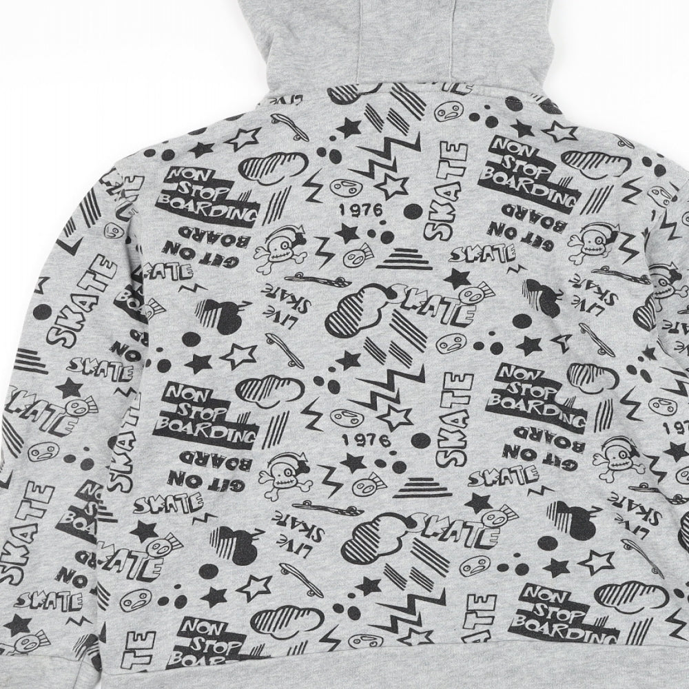 NEXT Boys Grey Geometric Cotton Full Zip Hoodie Size 10 Years Zip - Skate