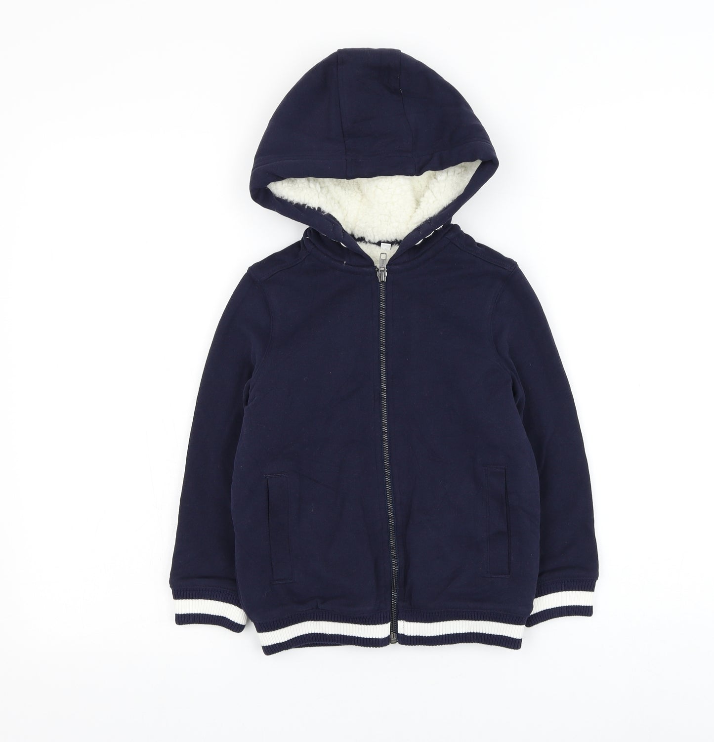 Marks and Spencer Boys Blue Cotton Full Zip Hoodie Size 4-5 Years Zip
