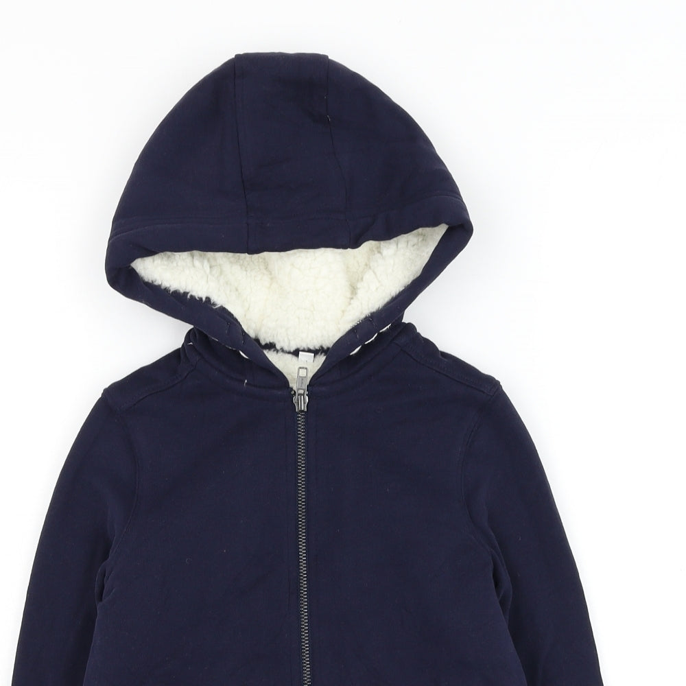 Marks and Spencer Boys Blue Cotton Full Zip Hoodie Size 4-5 Years Zip