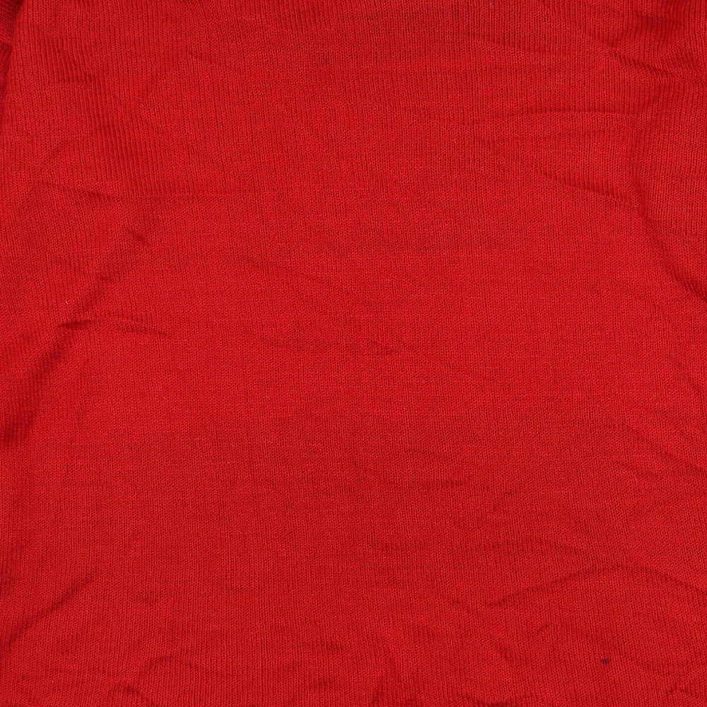 Natural In-Front Womens Red Round Neck Striped Acrylic Pullover Jumper Size L