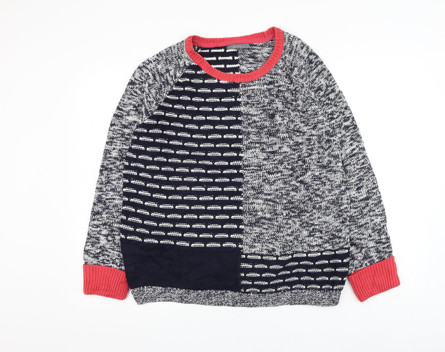 Marks and Spencer Womens Black Round Neck Geometric Acrylic Pullover Jumper Size 16