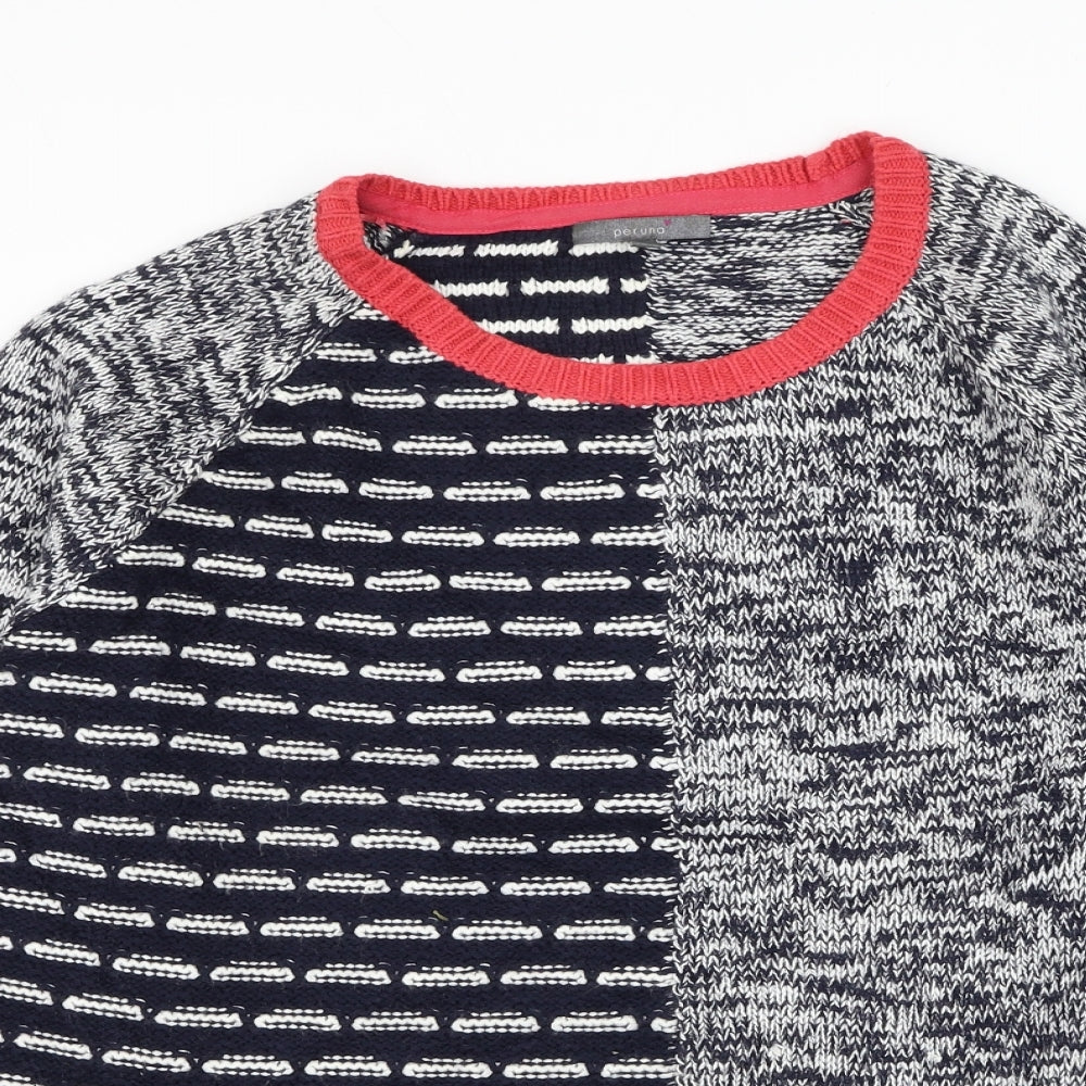 Marks and Spencer Womens Black Round Neck Geometric Acrylic Pullover Jumper Size 16