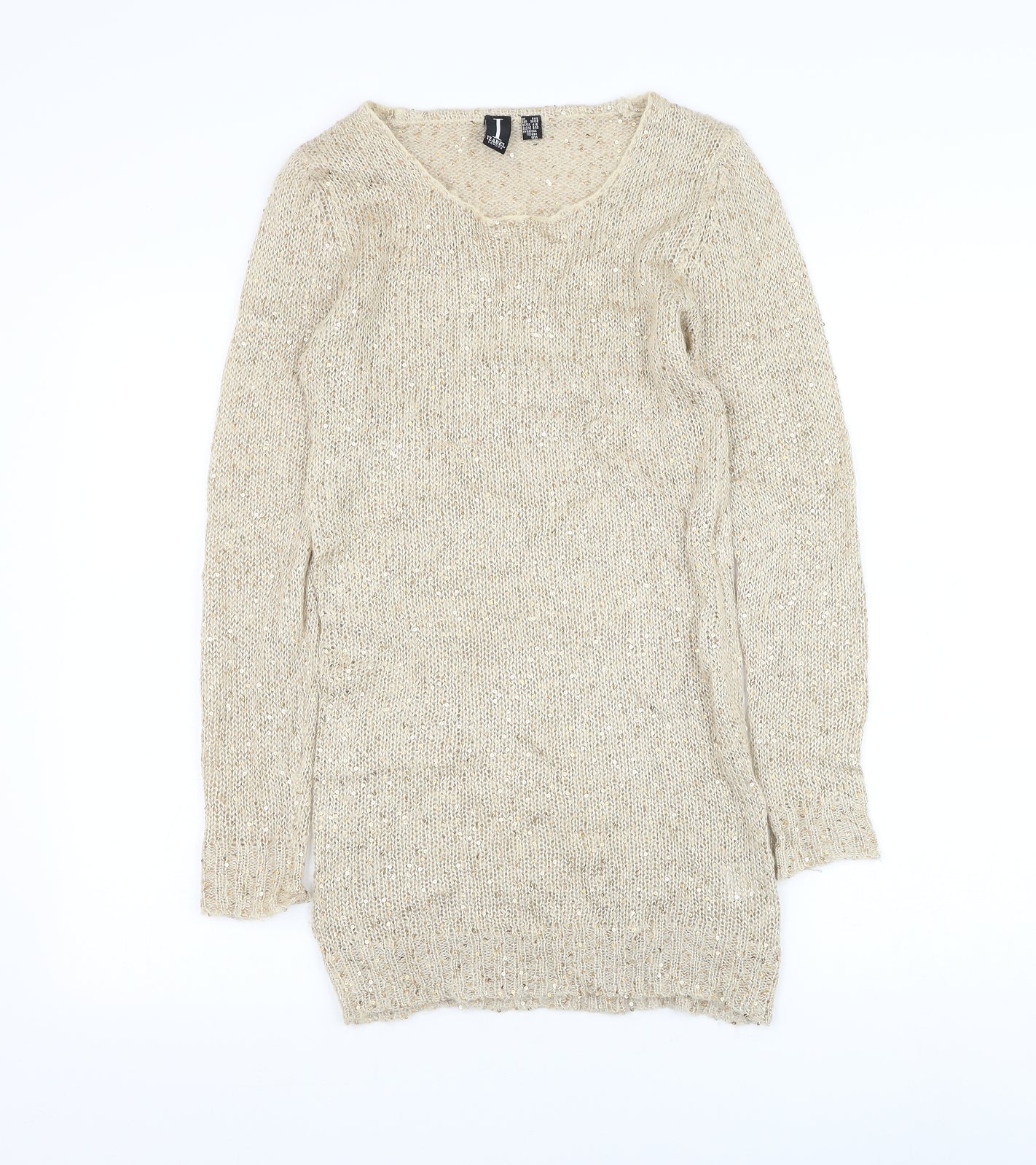 Izabel London Womens Gold Round Neck Acrylic Pullover Jumper Size 8