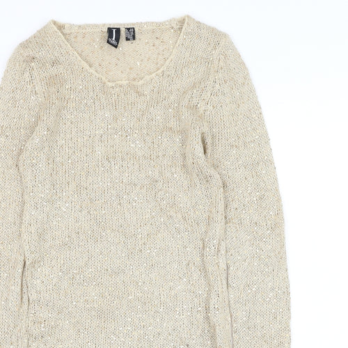 Izabel London Womens Gold Round Neck Acrylic Pullover Jumper Size 8