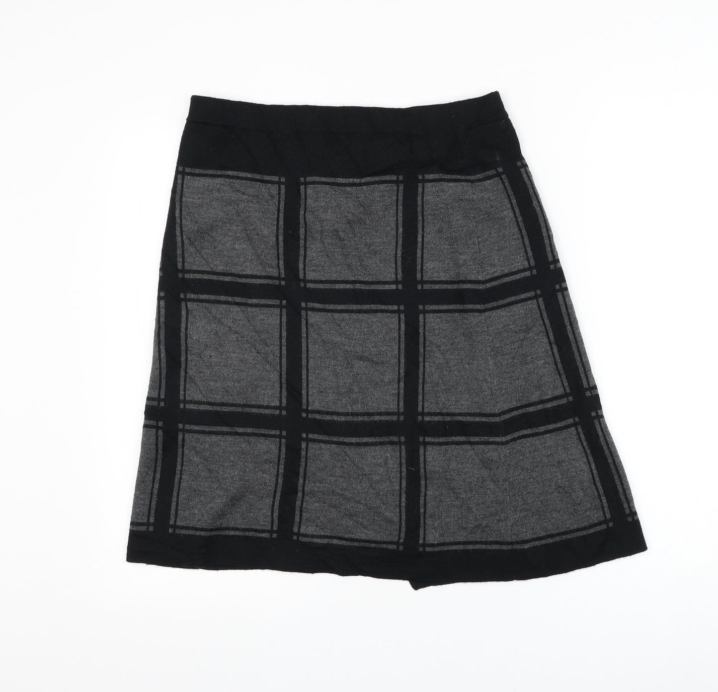 Phase Eight Womens Black Check Wool Wrap Skirt Size 12