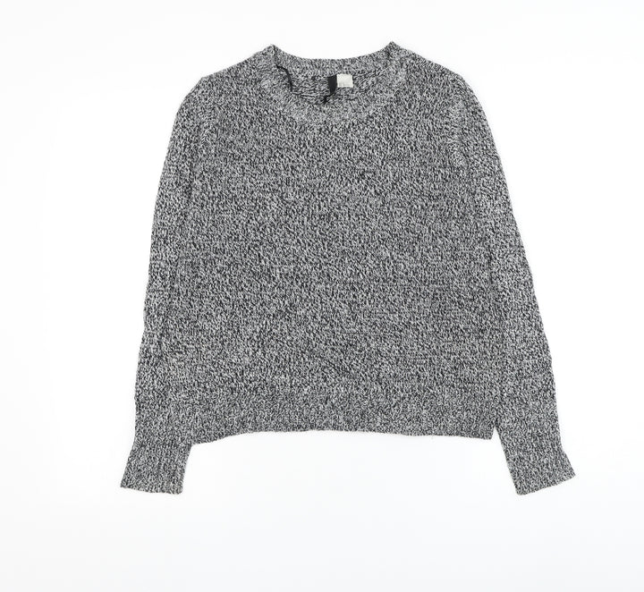 H&M Womens Grey Round Neck Acrylic Pullover Jumper Size S
