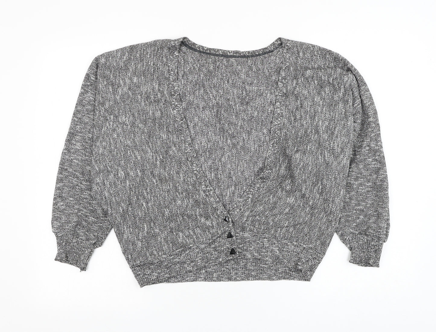 Preworn Womens Grey V-Neck Polyester Cardigan Jumper Size L