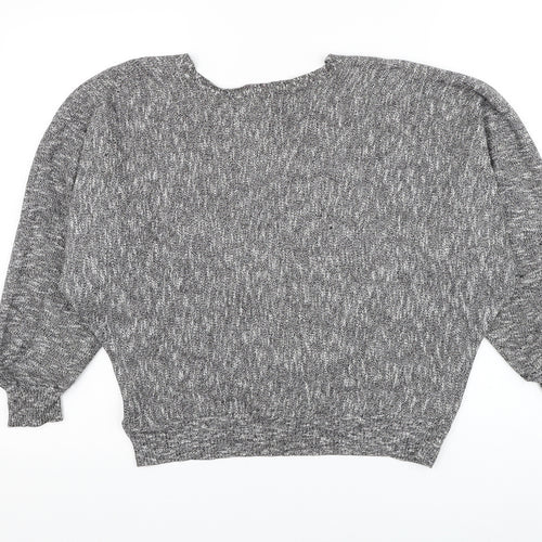 Preworn Womens Grey V-Neck Polyester Cardigan Jumper Size L