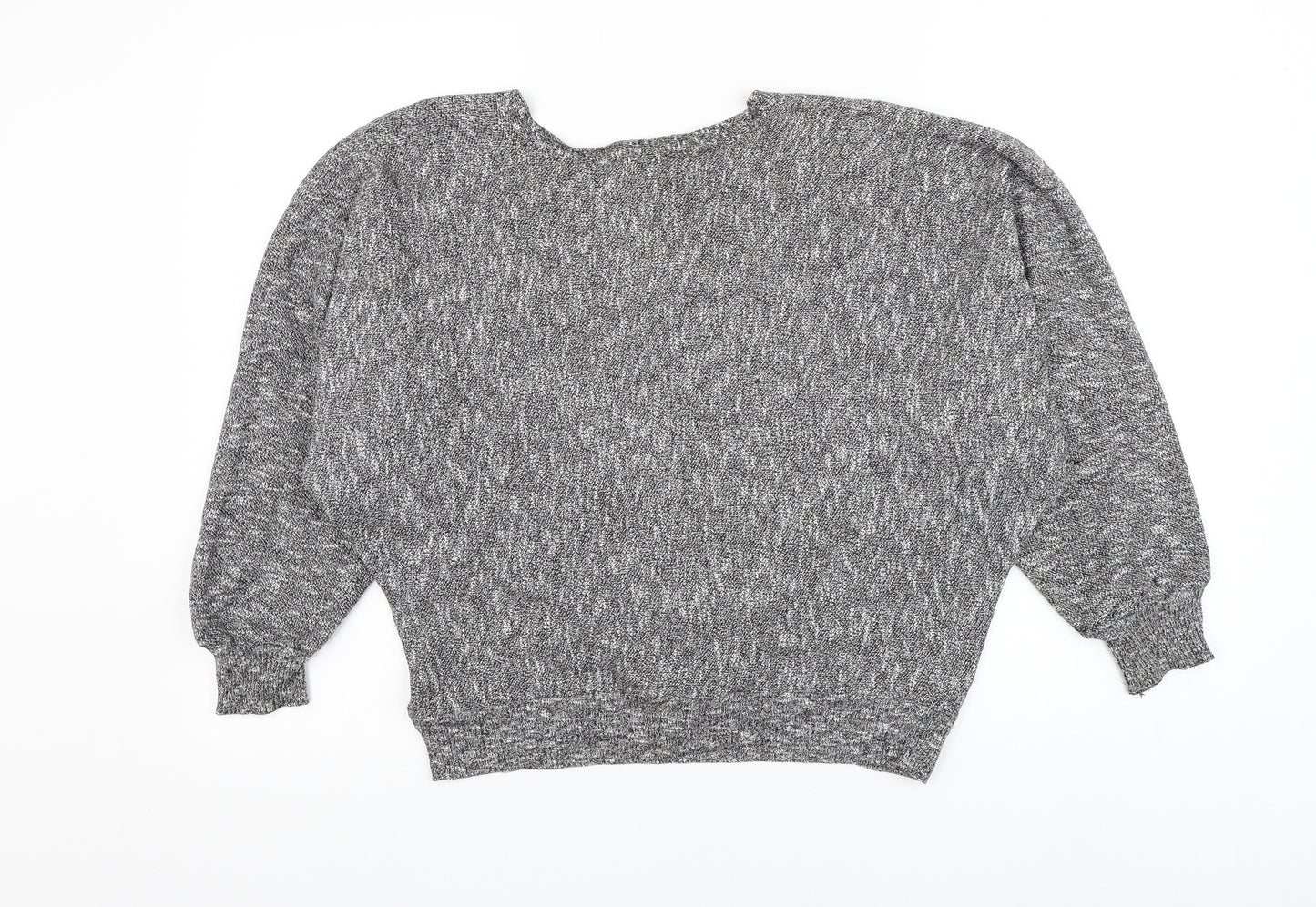 Preworn Womens Grey V-Neck Polyester Cardigan Jumper Size L