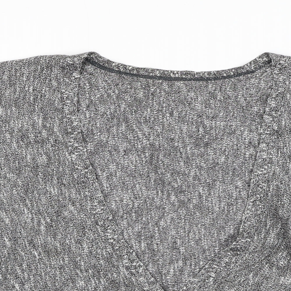 Preworn Womens Grey V-Neck Polyester Cardigan Jumper Size L