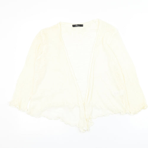 Bonmarché Womens Ivory V-Neck Acrylic Cardigan Jumper Size S