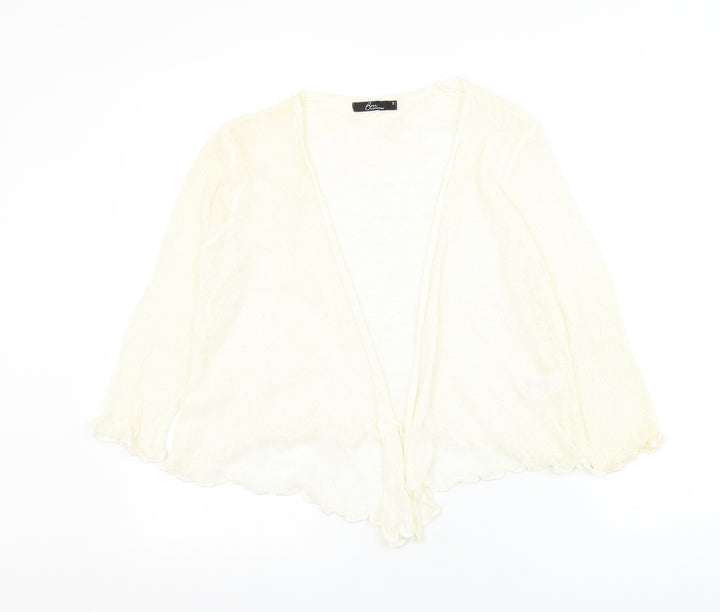 Bonmarché Womens Ivory V-Neck Acrylic Cardigan Jumper Size S