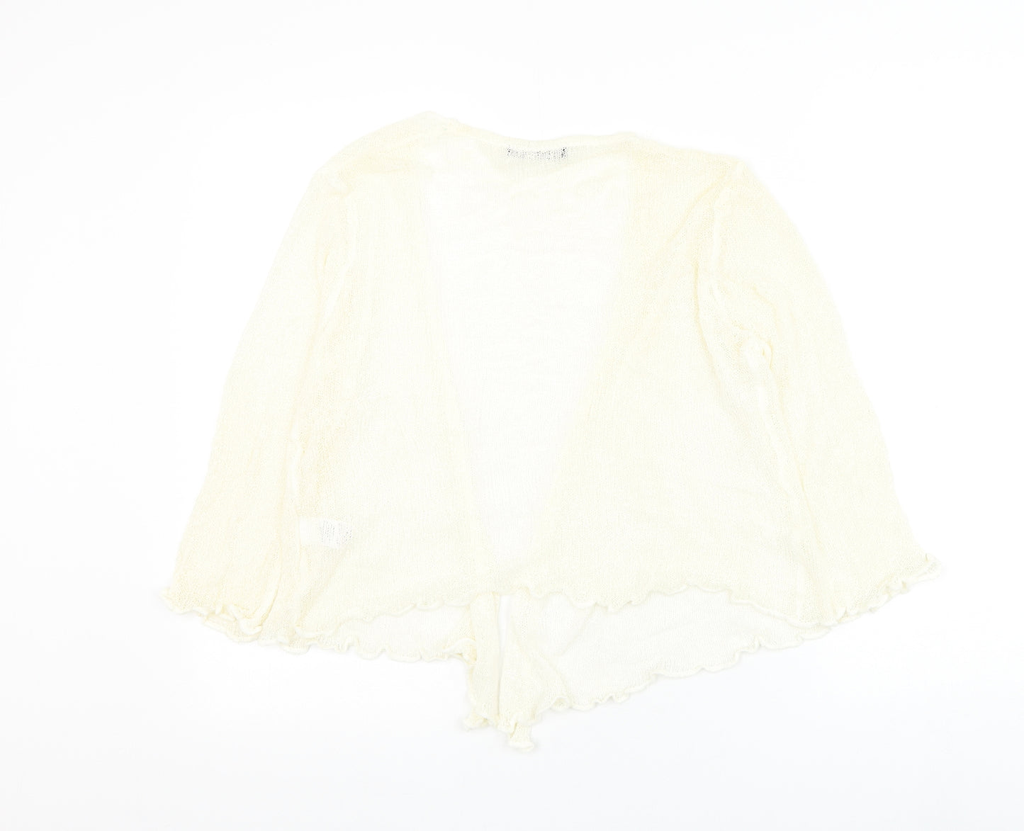 Bonmarché Womens Ivory V-Neck Acrylic Cardigan Jumper Size S