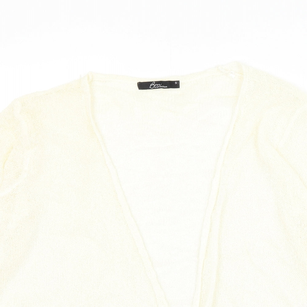 Bonmarché Womens Ivory V-Neck Acrylic Cardigan Jumper Size S