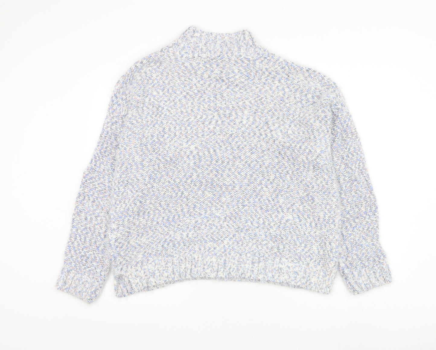 TU Womens Blue Mock Neck Nubuck Pullover Jumper Size 20