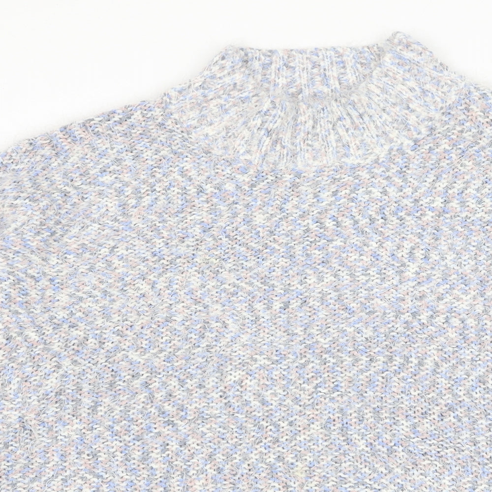 TU Womens Blue Mock Neck Nubuck Pullover Jumper Size 20