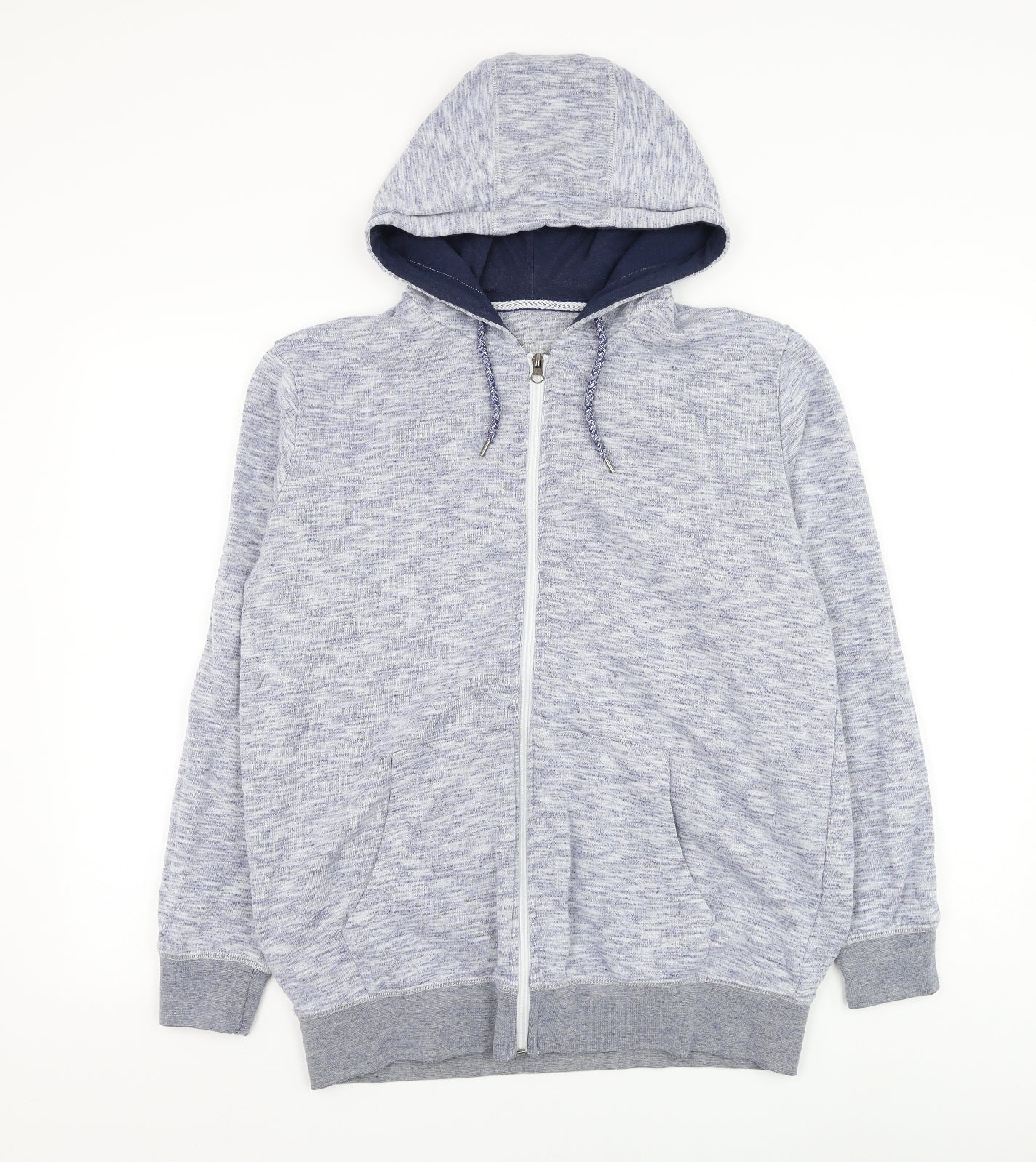 F&F Mens Blue Cotton Full Zip Hoodie Size M