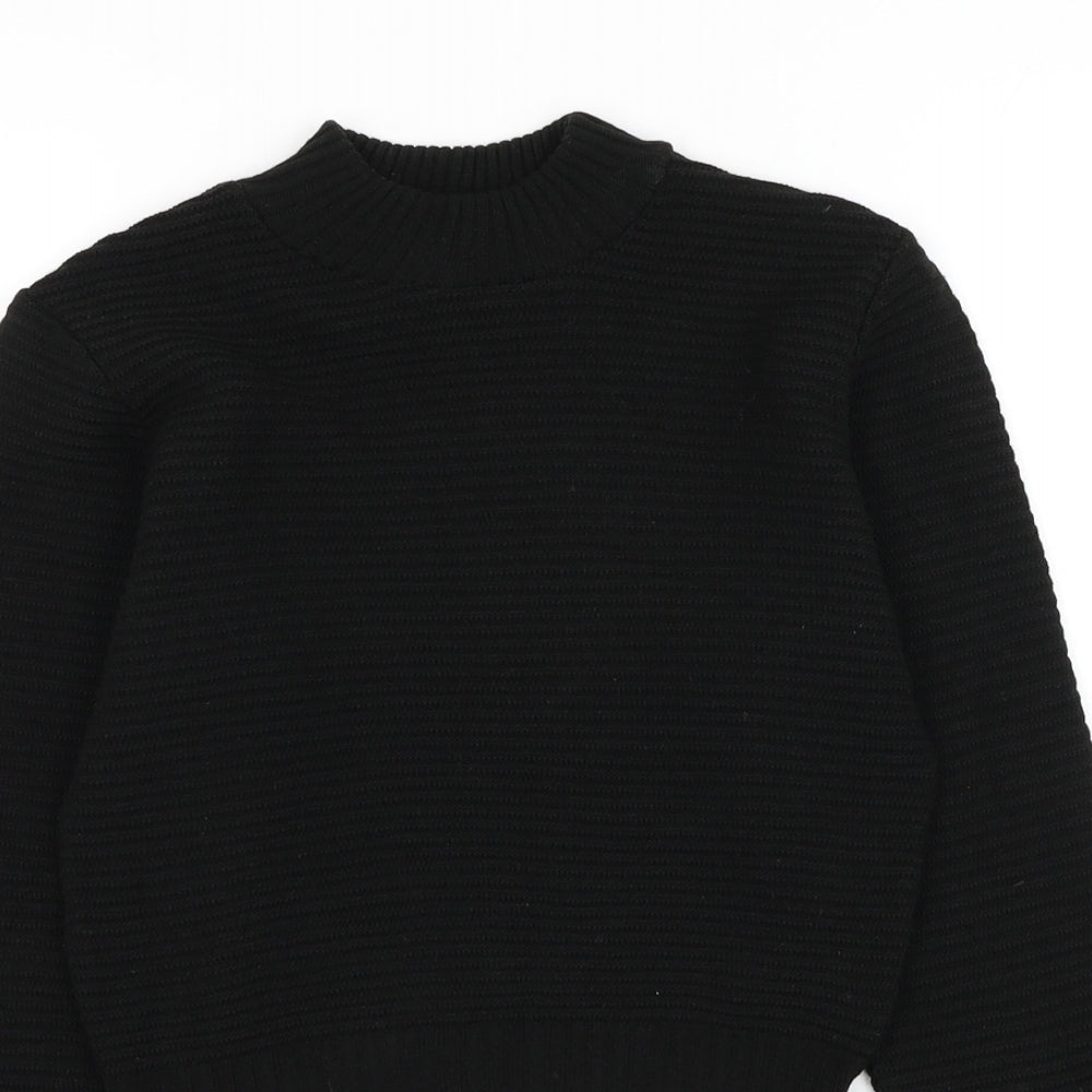 PRETTYLITTLETHING Womens Black Mock Neck Acrylic Pullover Jumper Size 6 - Cropped