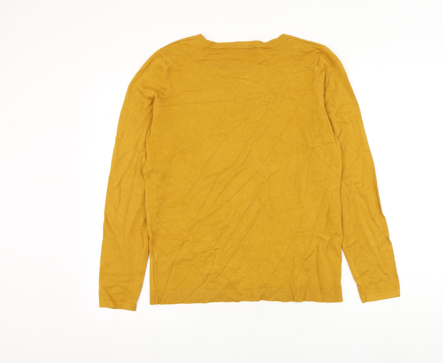 Bonmarché Womens Yellow Round Neck Viscose Pullover Jumper Size 12 - Dandelion